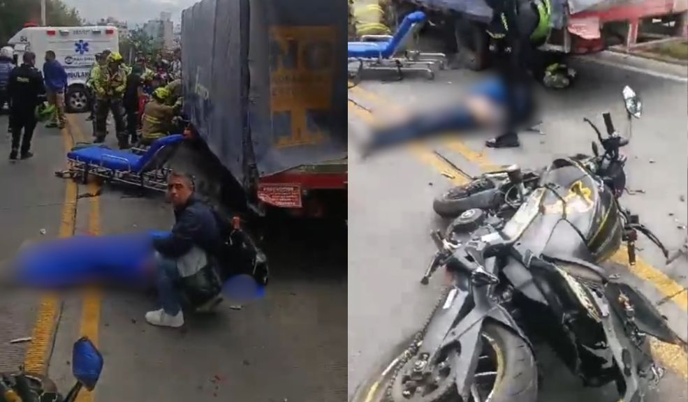 Grave accidente en la vía Bogotá-La Calera dejó un muerto Este miércoles se registró un impactante accidente de tránsito entre un motociclista y un camión, en el kilómetro 1 en la vía Bogotá - La Calera, en la localidad de Chapinero.