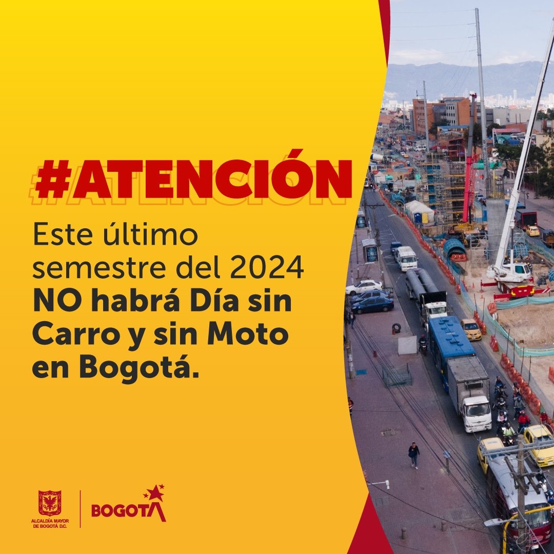 Día sin Carro y sin Moto en Bogotá: todo lo que debe saber 1 Día sin Carro y sin Moto en Bogotá: todo lo que debe saber La última jornada del Día sin Carro y sin Moto se llevó a cabo el pasado 1 de febrero de 2024. Durante 16 horas, los bogotanos pudieron disfrutar de una ciudad más tranquila y con menos congestión vehicular. El sistema integrado de transporte público operó al 100% y se habilitaron más de 730 kilómetros de ciclorrutas y ciclovías. Además, se pusieron a disposición más de 3.300 bicicletas compartidas y se garantizó el servicio de más de 37 mil taxis.