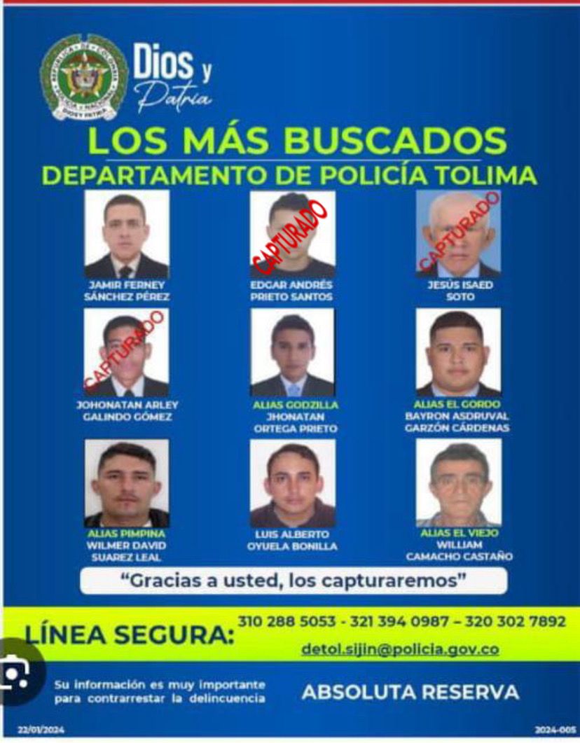 Capturan en Usme a uno de los delincuentes más buscados por homicidio en Tolima 2 Capturan en Usme a uno de los delincuentes más buscados por homicidio en Tolima La Policía de Bogotá logró la captura de un hombre señalado como uno de los más buscados por homicidio en el departamento del Tolima.