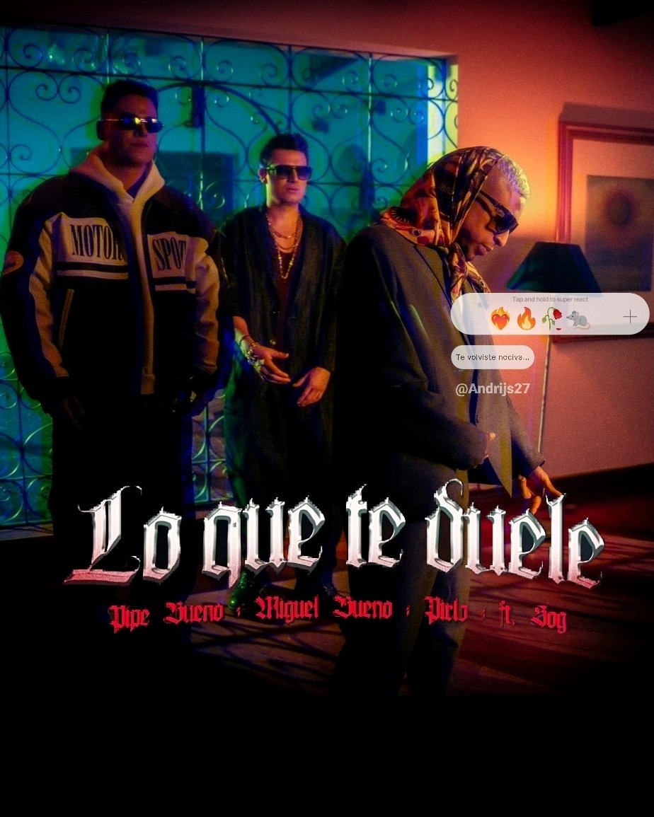 Pipe Bueno, Miguel Bueno, Pirlo y SOG fusionan géneros en 'Lo que te duele' 1 Pipe Bueno, Miguel Bueno, Pirlo y SOG fusionan géneros en 'Lo que te duele' 'Lo Que Te Duele' representa el poder de la colaboración entre artistas que exploran géneros distintos pero que convergen en su capacidad para transmitir historias emotivas.