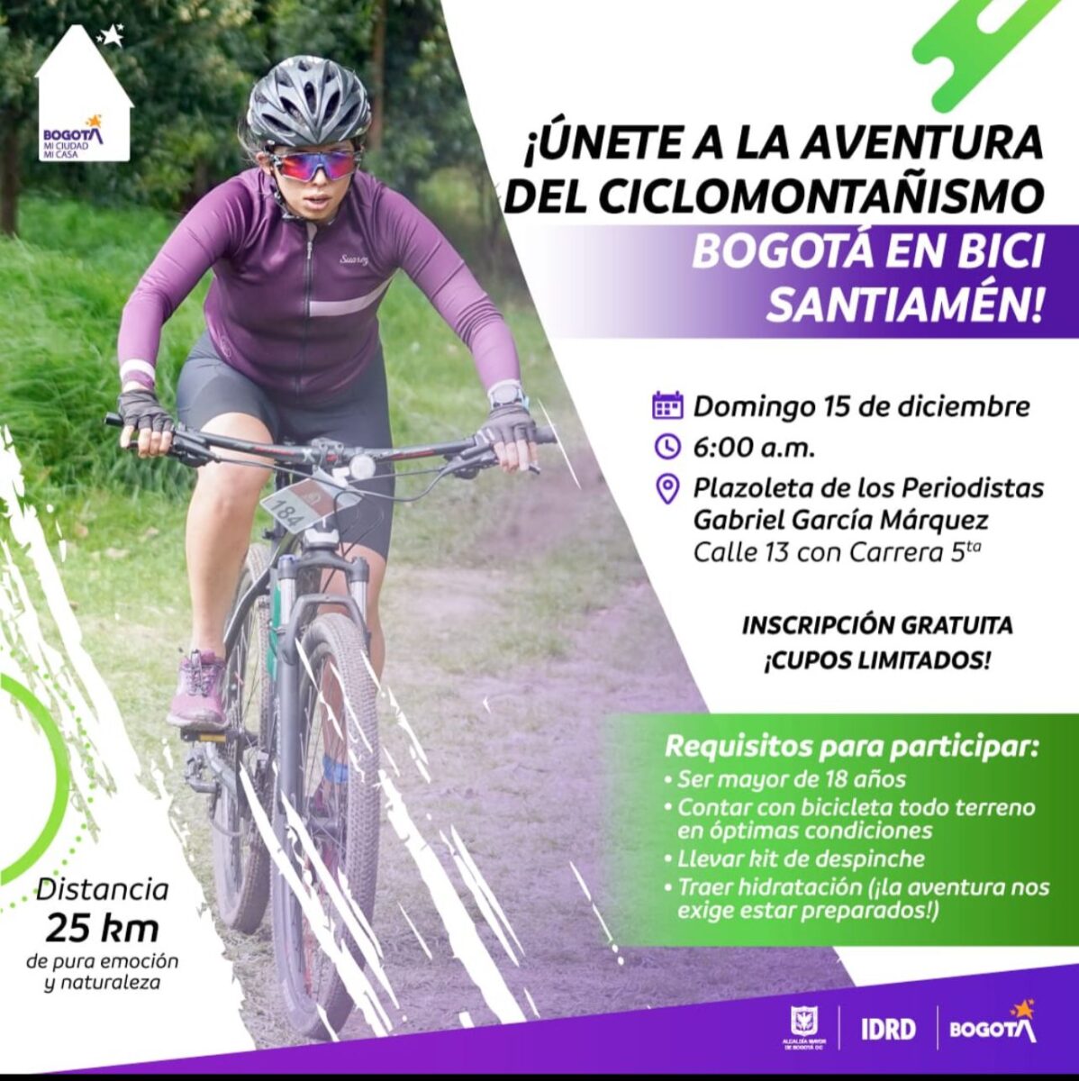 Desafíe sus límites en la rodada de Ciclomontañismo organizada por el IDRD Conozca toda la información sobre esta actividad propuesta bajo la iniciativa distrital Bogotá en Bici.