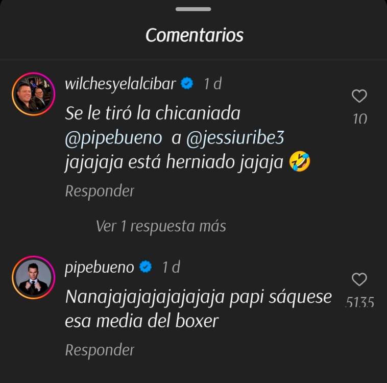 Pipe Bueno se gozó el baile de Jessi Uribe en redes: “Sáquese esa media del bóxer” 1 Pipe Bueno se gozó el baile de Jessi Uribe en redes: “Sáquese esa media del bóxer” Para promocionar su nueva canción, Jessi Uribe se grabó bailando, pero la gente se fijó en otra cosa, incluido Pipe Bueno.