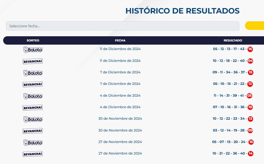 Baloto y Revancha: Resultados del 11 de diciembre y guía para jugar Resultados del Baloto y Baloto Revancha. Conozca los números ganadores, el histórico de sorteos y cómo participar por acumulados millonarios.