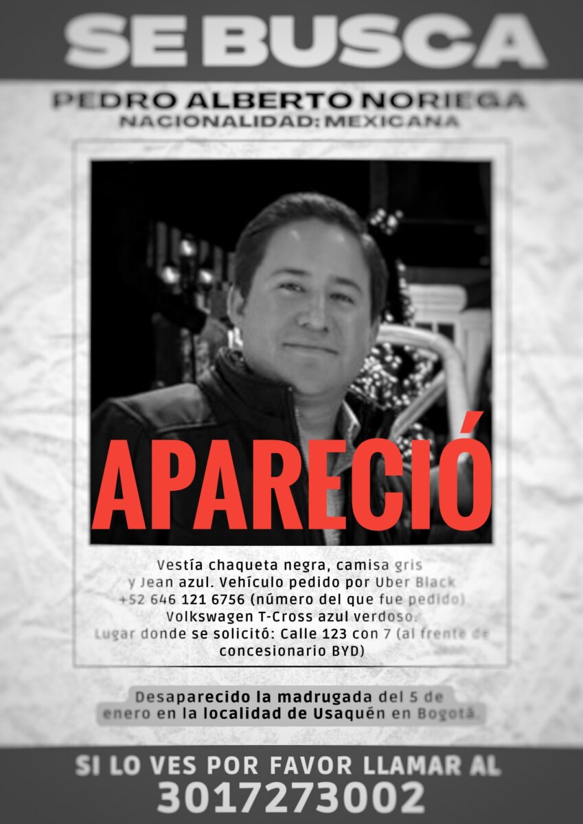 Apareció turista mexicano que había desaparecido en Bogotá: no recuerda qué le pasó 1 Apareció turista mexicano que había desaparecido en Bogotá: no recuerda qué le pasó El hombre regresó al hotel donde se hospedaba; lamentablemente, no recuerda lo que le sucedió. Se sospecha que fue víctima de escopolamina.