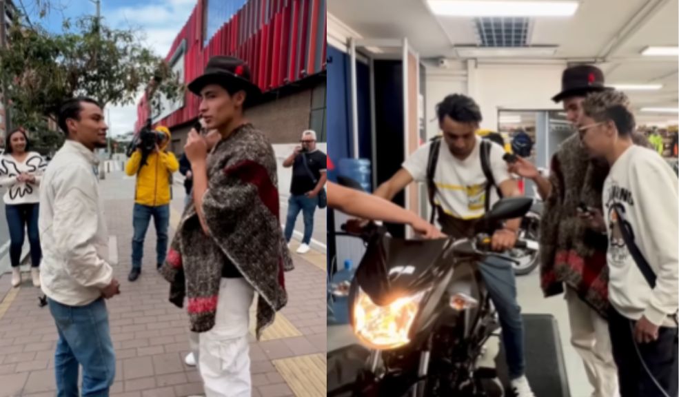 Domiciliario al que le inmovilizaron su bicimotor en Bogotá fue sorprendido con un inesperado regalo Un influenciador contactó al joven para hacerle un regalo.