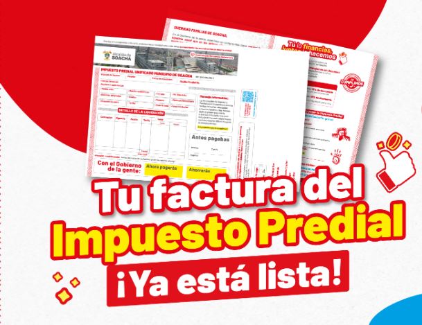 Alcaldía de Soacha anuncia descuentos para el pago del impuesto predial La Secretaría de Hacienda de Soacha anunció descuentos de entre el 5 % y 15 % en el pago del impuesto predial. Le contamos quiénes se benefician con esta medida y cómo aplicar a esta.