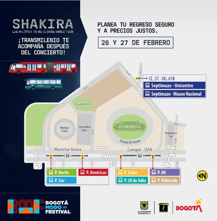 Planea tu viaje para el concierto de Shakira con TransMilenio 3 Planea tu viaje para el concierto de Shakira con TransMilenio Planea tu viaje con Transmilenio después del concierto de Shakira