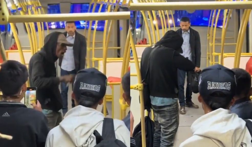 Pelea a puñal en un bus de TransMilenio causó indignación: "Rápido, que tengo que llegar a la casa" Dos sujetos protagonizaron una pelea en pleno vagón de un bus de TransMilenio. La Policía tuvo que intervenir. Vea el video.