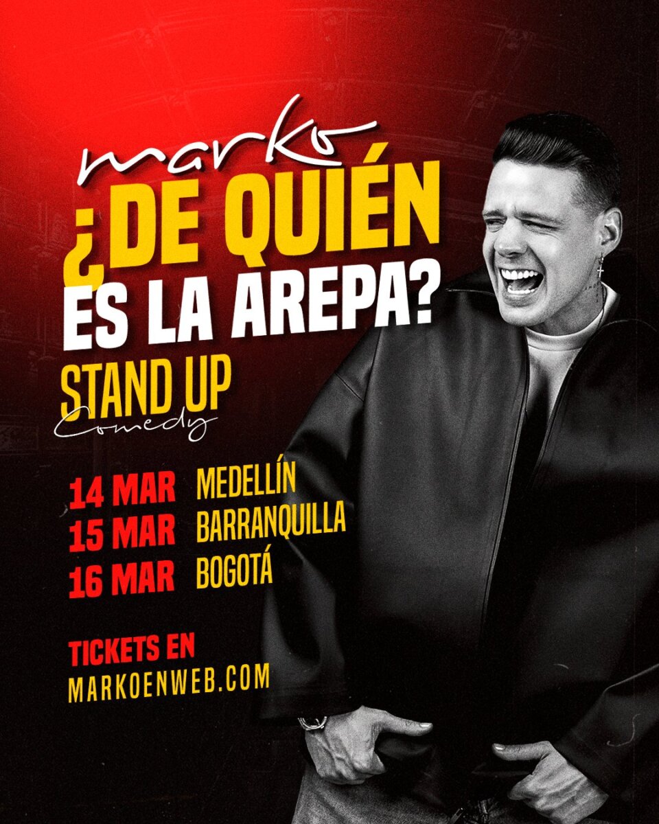 Marko une a Colombia y Venezuela con su show '¿De quién es la arepa?' 3 Marko une a Colombia y Venezuela con su show '¿De quién es la arepa?' El creador de contenido venezolano llega a Colombia con su stand-up comedy '¿De quién es la arepa?'.