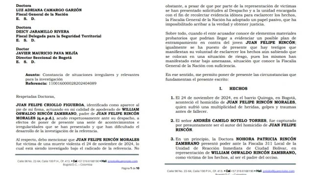 Caso Juan Felipe Rincón: denuncian que menor que tuvo contacto con el joven se encuentra desaparecida Se conocen nuevos detalles en el caso de Juan Felipe Rincón, hijo del inspector general de la Policía, William Rincón.