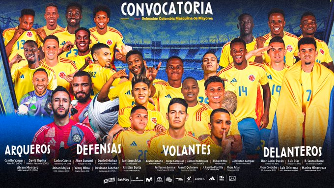 Esta es la convocatoria de la Selección Colombia para enfrentar a Paraguay y Brasil La Selección Colombia tiene definida la nómina de jugadores para jugar la próxima fecha de eliminatorias ante Brasil y Paraguay. Hay dos novedades, se la contamos.