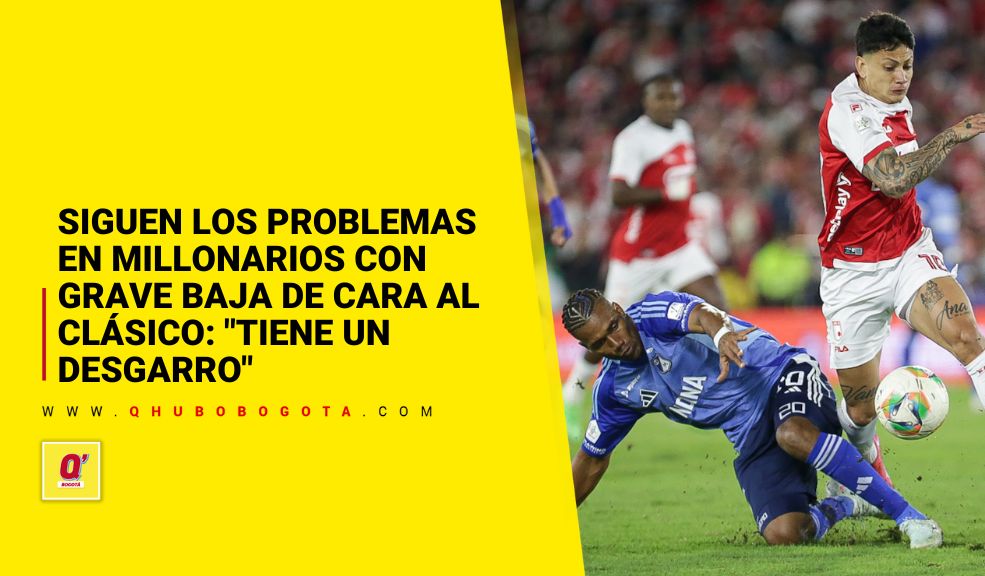 Siguen los problemas en Millonarios con grave baja de cara al clásico: "tiene un desgarro" Le contamos las bajas de Millonarios frente al encuentro por la fecha 17 de la Liga BetPlay contra Santa Fe.