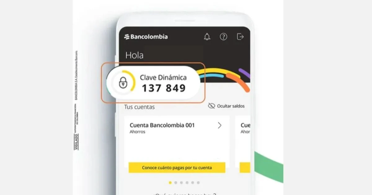 Clave dinámica de Bancolombia: importante advertencia para usuarios 2 Clave dinámica de Bancolombia: importante advertencia para usuarios La entidad bancaria presentó una nueva medida de seguridad para mejorar y darle tranquilidad a los clientes cuando hagan transacciones a través de su App.
