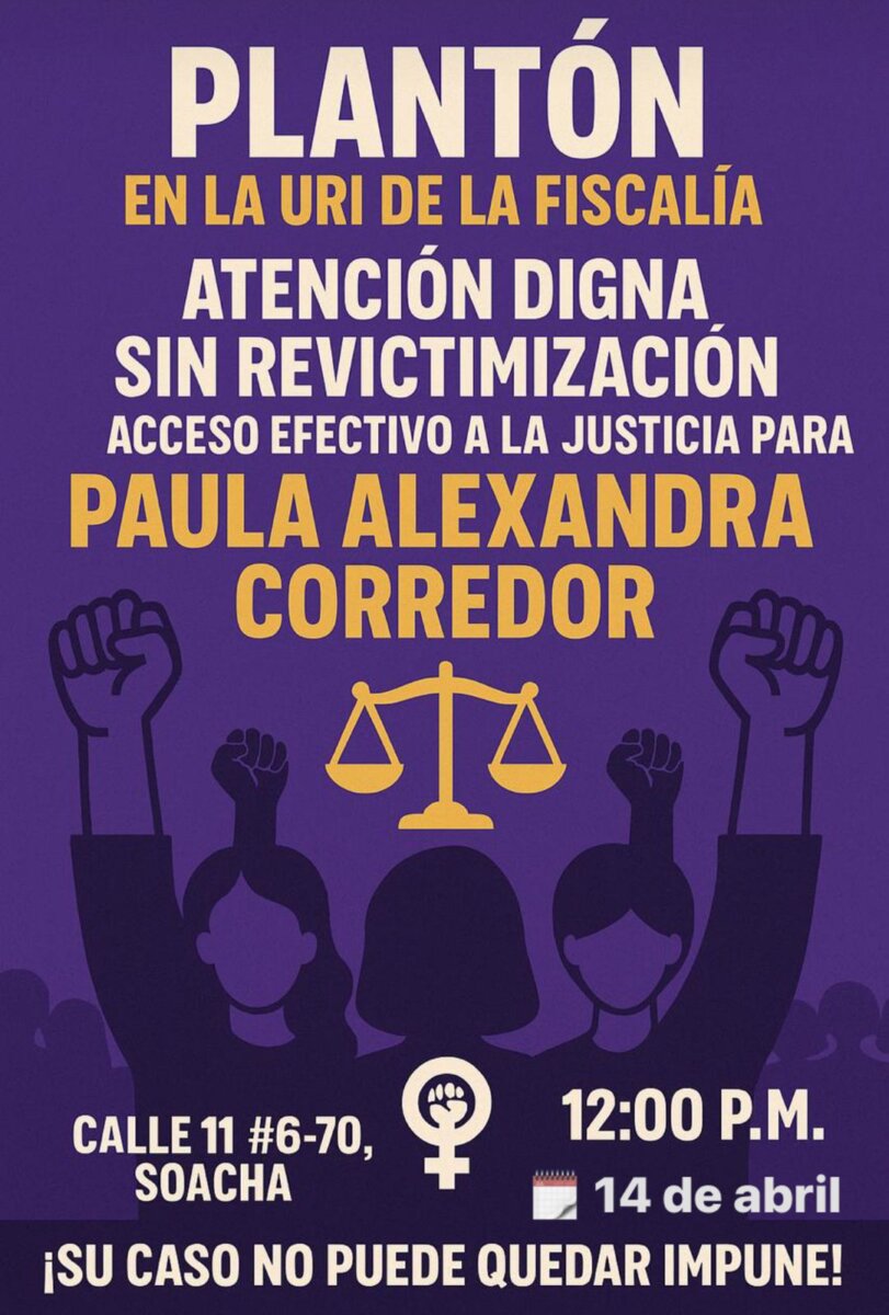 Harán plantón para pedir justicia por la agresión a Paula Alexandra Corredor La joven recibió frente a su vivienda, en Soacha, una golpiza que le produjo graves heridas en su rostro. El sujeto que la golpeó quedó en libertad.