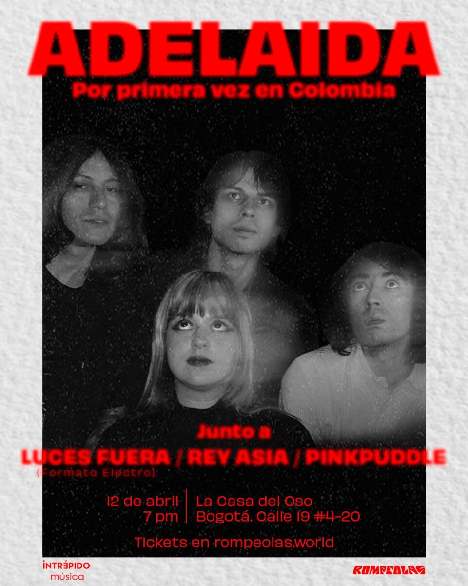 Adelaida, la banda que fusiona el grunge y el indie, debutará frente al público bogotano La banda Adelaida, una de las agrupaciones más destacadas del rock independiente en el sur del continente, aterriza por primera vez en Colombia este sábado 12 de abril en la capital.
