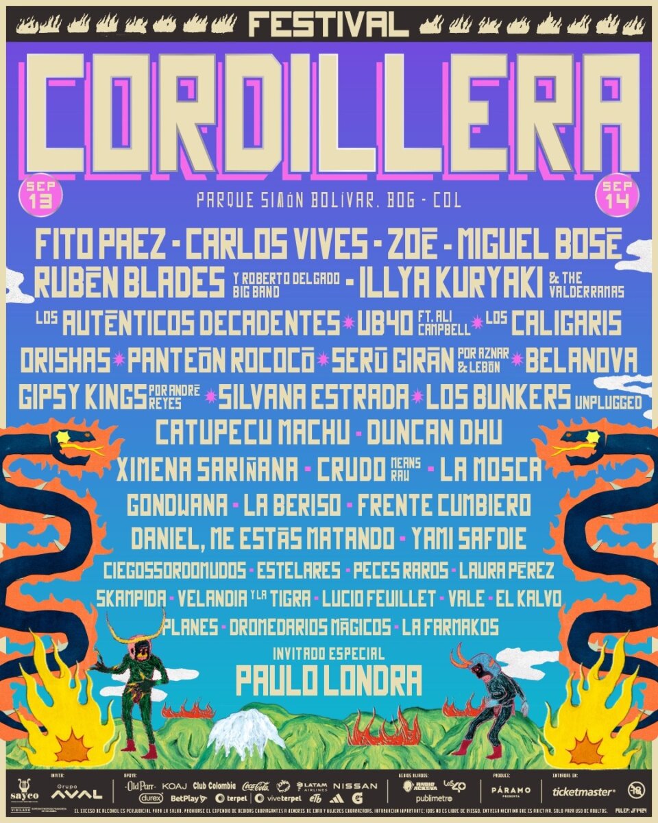 Lanzaron el cartel oficial del Festival Cordillera 2025 Ya lanzaron el cartel oficial del Festival Cordillera, destacan artistas como Rubén Blades, Serú Girán, Ximena Sariñana, Zoé, Carlos Vives y muchos más.