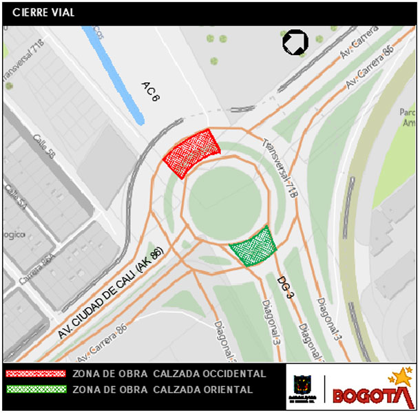 ¡Pilas! Anuncian cierre en la glorieta de la Av. Cali con A. Américas por obras 2 ¡Pilas! Anuncian cierre en la glorieta de la Av. Cali con A. Américas por obras Los cierres se extenderán durante varios días en horario nocturno, de 11:00 p. m. a 4:00 a. m.