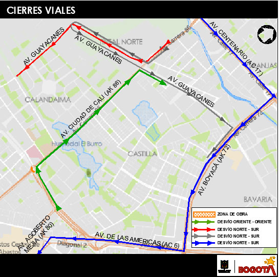 ¡Pilas! Anuncian cierre en la glorieta de la Av. Cali con A. Américas por obras 3 ¡Pilas! Anuncian cierre en la glorieta de la Av. Cali con A. Américas por obras Los cierres se extenderán durante varios días en horario nocturno, de 11:00 p. m. a 4:00 a. m.