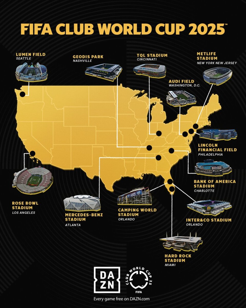 Arranca el Mundial de Clubes: todo lo que debe saber del torneo que se jugará en Estados Unidos Este sábado iniciará el Mundial de Clubes en Estados Unidos, con la participación de 32 equipos. Le contamos cómo se jugará el torneo, en qué estadios rodará el balón y cuáles serán los premios que se entregarán.