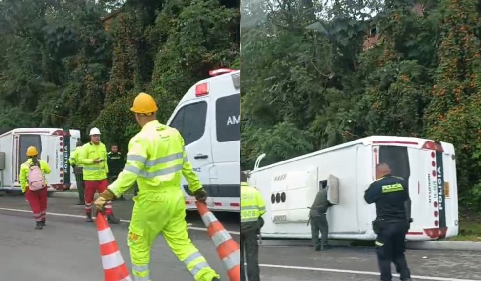Bus con estudiantes de la Policía se accidentó camino a Fusagasugá: esto pasó 1 Bus con estudiantes de la Policía se accidentó camino a Fusagasugá: esto pasó