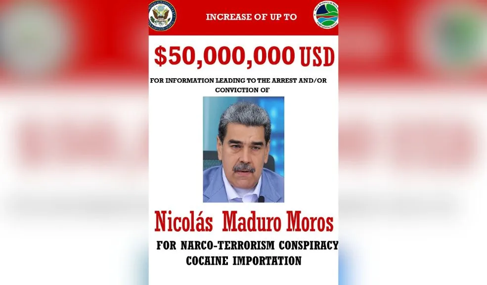 Estados Unidos ofrece millonaria recompensa por Nicolás Maduro 1 Estados Unidos ofrece millonaria recompensa por Nicolás Maduro El Gobierno de Estados Unidos ha elevado a 50 millones de dólares la recompensa por información que conduzca a la captura del presidente de Venezuela, Nicolás Maduro.