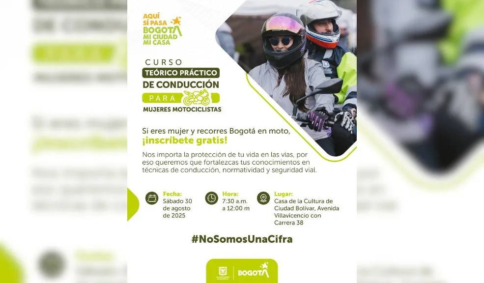Motera, póngase pilas: habrá curso teórico-práctico en Ciudad Bolívar 2 Motera, póngase pilas: habrá curso teórico-práctico en Ciudad Bolívar La Secretaría de Movilidad invitó a las moteras de Bogotá a participar en un curso teórico-práctico en Ciudad Bolívar. Le contamos cómo.