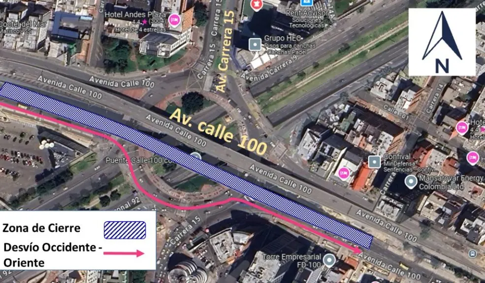 Cuídese de los trancones: cierran puente de la calle 100 todo el fin de semana 2 Cuídese de los trancones: cierran puente de la calle 100 todo el fin de semana La movilidad en el norte de Bogotá tendrá un nuevo reto este fin de semana. La Secretaría Distrital de Movilidad informó que, a partir de las 10:00 de la noche de este viernes 12 de septiembre, se cerrará por completo el puente vehicular ubicado en la intersección de la avenida Calle 100 con Carrera 15, en sentido occidente-oriente.
