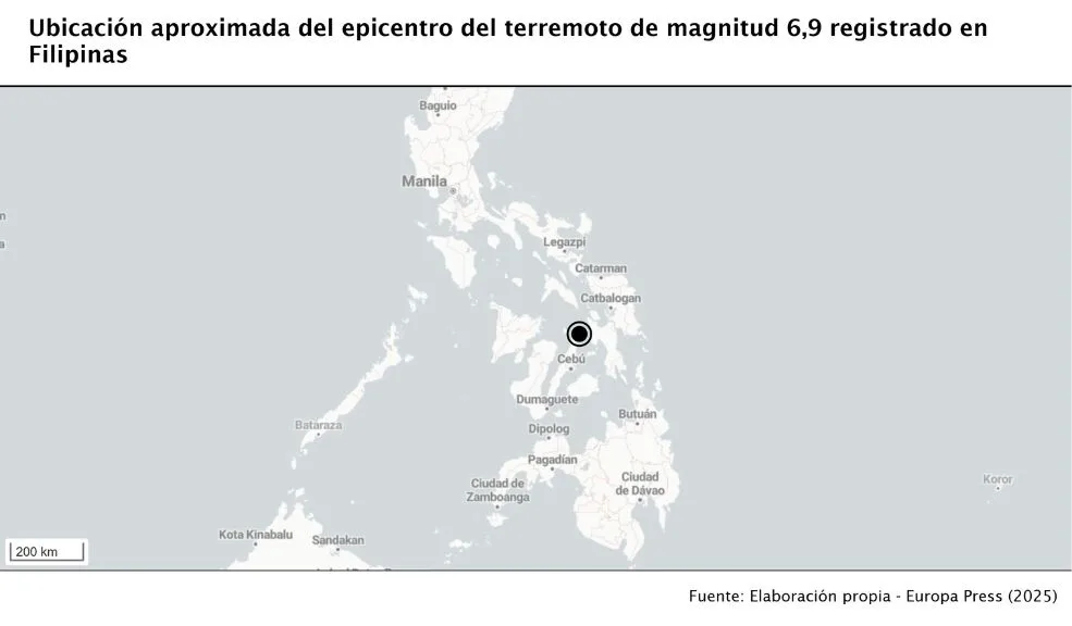 Fuerte terremoto de magnitud 6,9 sacude Filipinas y activa alerta de tsunami 2 Fuerte terremoto de magnitud 6,9 sacude Filipinas y activa alerta de tsunami Un terremoto de magnitud 6,9 sacudió Filipinas, dejando alerta de tsunami y posibles daños en Cebú y zonas cercanas.