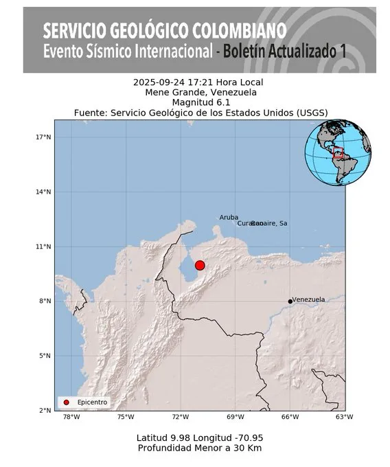 ¿Lo sintió? Fuerte temblor cerca de Colombia: este es el reporte sobre el epicentro 1 ¿Lo sintió? Fuerte temblor cerca de Colombia: este es el reporte sobre el epicentro Un temblor de 6.1 grados con epicentro en Venezuela se sintió con fuerza en Colombia. Este es el reporte.