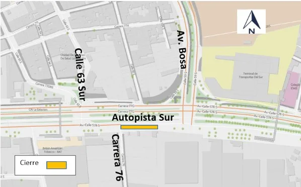 Trancón a la vista: Autopista Sur tendrá cierre por trabajos en Bogotá 1 Trancón a la vista: Autopista Sur tendrá cierre por trabajos en Bogotá Un nuevo cierre vial se suma a los que ya están activos en la ciudad. A partir de hoy, un carril de la Autopista Sur permanecerá cerrado con el fin de continuar la construcción y el empalme de la tubería de gas de alta presión de VANTI.