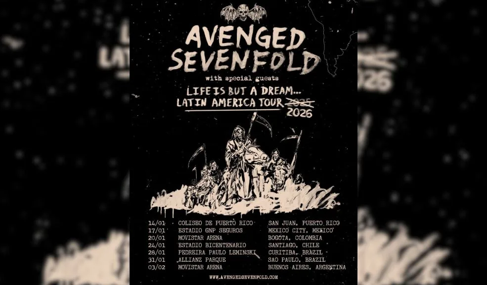 Avenged Sevenfold anunció su nueva fecha en Bogotá tras reprogramación del concierto 1 Avenged Sevenfold anunció su nueva fecha en Bogotá tras reprogramación del concierto La banda estadounidense Avenged Sevenfold confirmó la reprogramación de su esperado concierto en Bogotá, tras haber cancelado su gira latinoamericana.