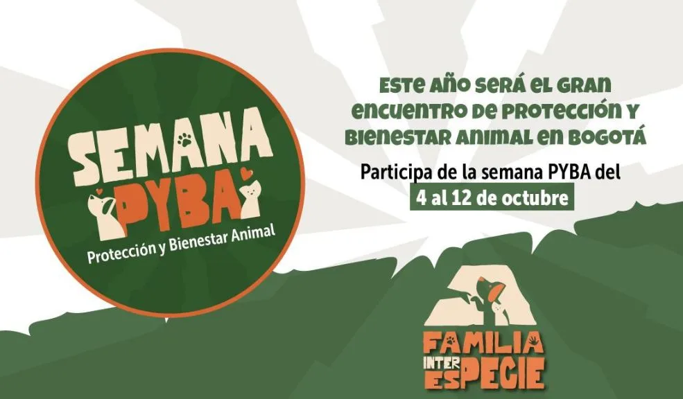 Bogotá conmemora la XIII Semana Distrital de Protección y Bienestar Animal "Familia interespecie" 1 Bogotá conmemora la XIII Semana Distrital de Protección y Bienestar Animal "Familia interespecie" Del 3 al 12 de octubre, Bogotá celebra la XIII Semana Distrital de Protección y Bienestar Animal, bajo el lema “Familia interespecie”, con actividades como ferias, jornadas de adopción y talleres educativos.
