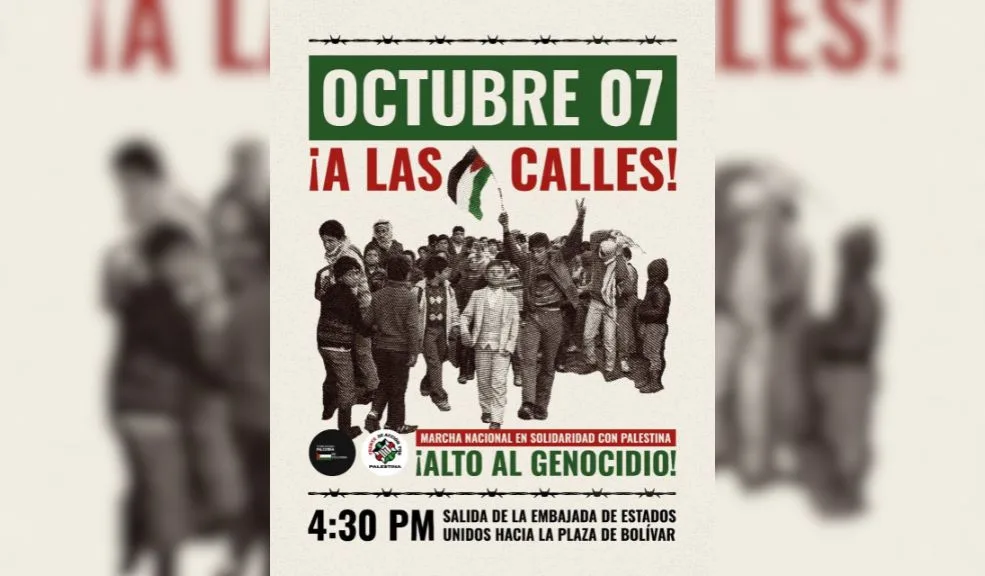 Bogotá se prepara para una jornada de manifestaciones en apoyo a Palestina 1 Bogotá se prepara para una jornada de manifestaciones en apoyo a Palestina Hoy, el país será escenario de manifestaciones propalestinas para exigir el cese de la ocupación israelí en Gaza, coincidiendo con el segundo aniversario del ataque de Hamás.