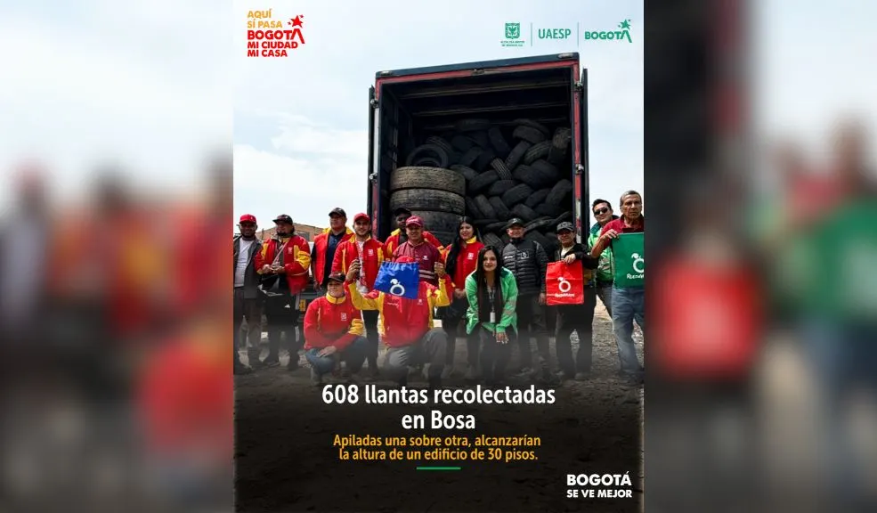 En Bosa: retiran 608 llantas en desuso en jornada de limpieza 1 En Bosa: retiran 608 llantas en desuso en jornada de limpieza Cundinamarca enfrenta emergencias por las intensas lluvias. Más de cien municipios están en alerta mientras la Gobernación coordina atención con maquinaria, albergues y apoyo humanitario para las familias afectadas por deslizamientos e inundaciones.