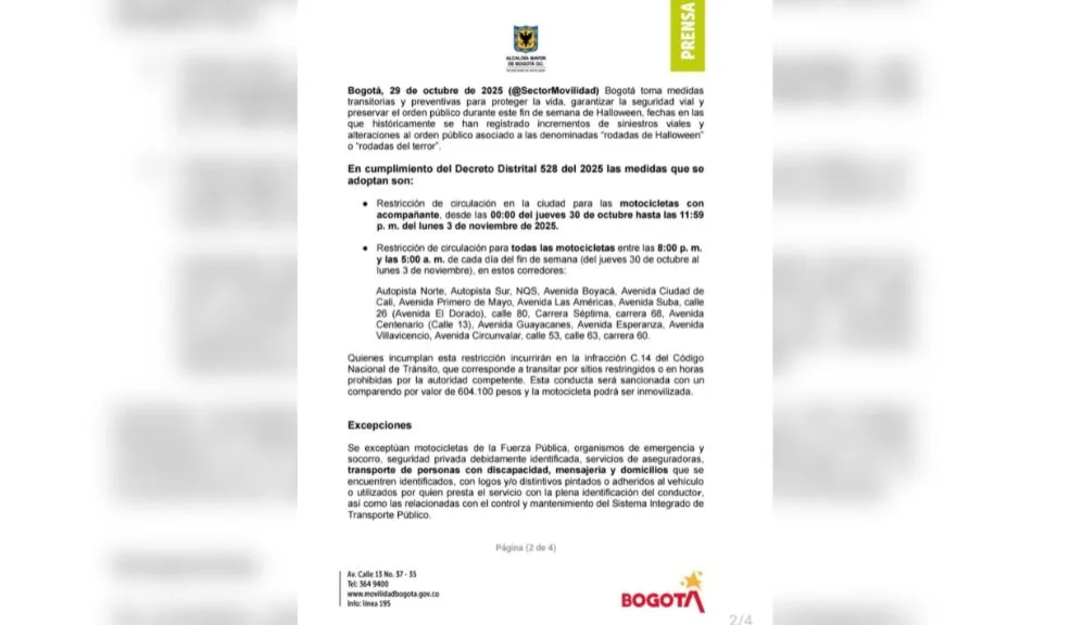 Moteros bloquean diferentes sectores por restricción interpuesta por la alcaldía: hay cierres en TransMilenio 1 Moteros bloquean diferentes sectores por restricción interpuesta por la alcaldía: hay cierres en TransMilenio Moteros llevaron a cabo protestas y bloqueos para oponerse a las restricciones decretadas por la Alcaldía, las cuales limitan su tránsito durante el fin de semana. Como consecuencia, la operación de TransMilenio resultó afectada. Este es el reporte.