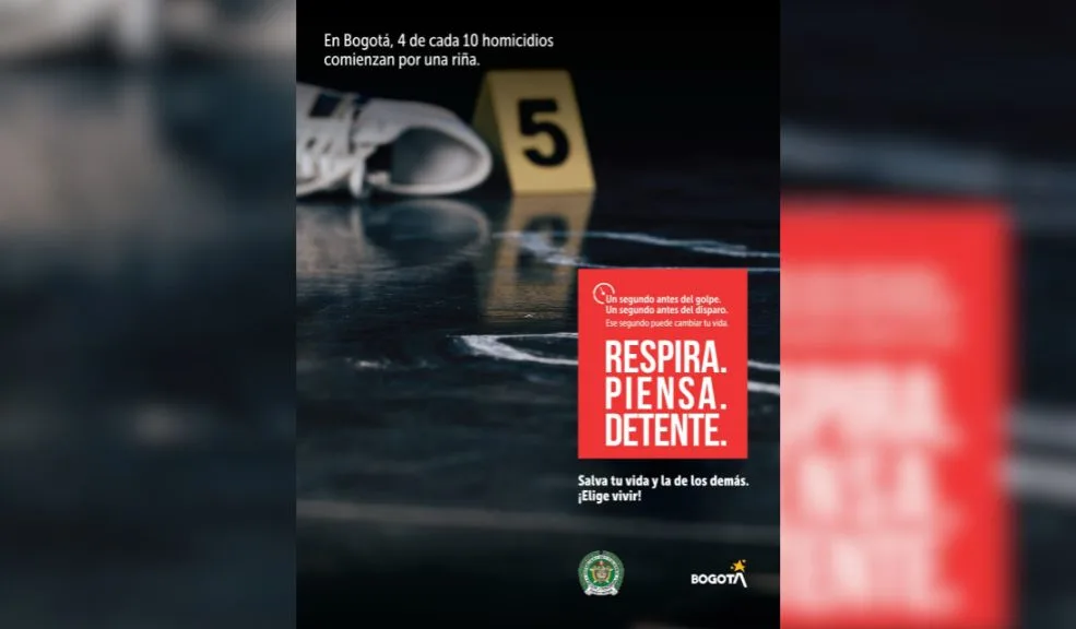 'Un segundo antes': la nueva apuesta de Bogotá para frenar los homicidios 3 'Un segundo antes': la nueva apuesta de Bogotá para frenar los homicidios 'Un segundo antes': la nueva campaña del Distrito que busca frenar la violencia que nace de la intolerancia y transformar ese instante fatal en una oportunidad para pensar, respirar y detenerse antes de atacar.