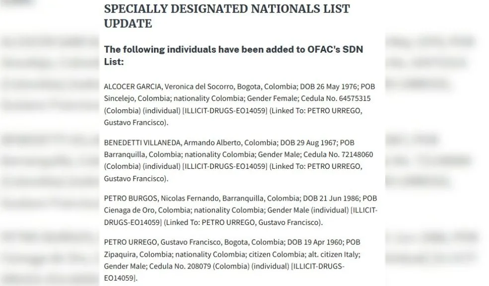 Urgente: Meten en la Lista Clinton al presidente Petro y a la primera dama 2 Urgente: Meten en la Lista Clinton al presidente Petro y a la primera dama El gobierno de los Estados Unidos tomó la decisión de incluir al presidente Gustavo Petro, junto con Armando Benedetti, Verónica Alcocer y Nicolás Petro en la Lista Clinton.