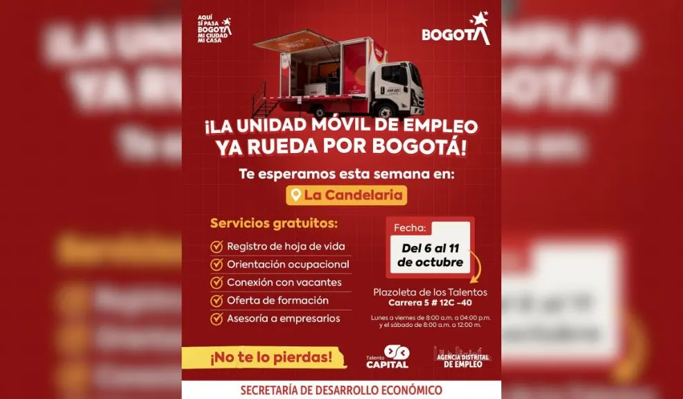 En La Candelaria: abren 190 vacantes durante jornada de empleo gratuita La estrategia distrital Talento Capital llega a la localidad de La Candelaria con una feria de empleo presencial que ofrece más de 190 vacantes.
