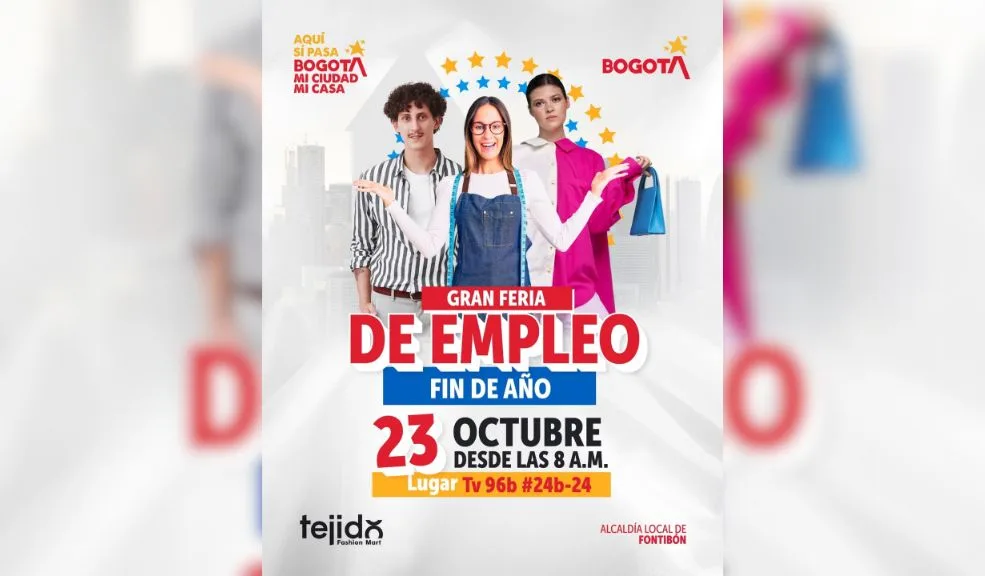 ¡Oportunidad laboral en Fontibón! 8.000 vacantes le esperan este jueves Si quiere finalizar el año trabajando, no se puede perder la Feria de Empleo que se llevará a cabo en la localidad de Fontibón, donde tendrá la oportunidad de acceder a 8.000 vacantes.