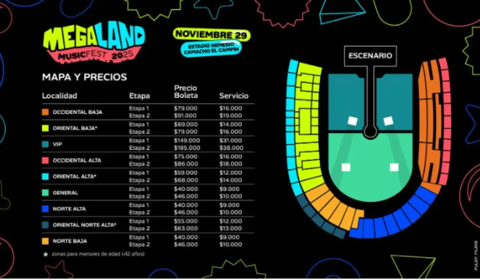 ¡Se viene el Megaland 2025! Vea quiénes van a estar Megaland, uno de los festivales más esperados por los bogotanos, llega este 29 de noviembre al estadio El Campín. La celebración de sus 20 años contará con un grupo de artistas nacionales e internacionales imperdibles.