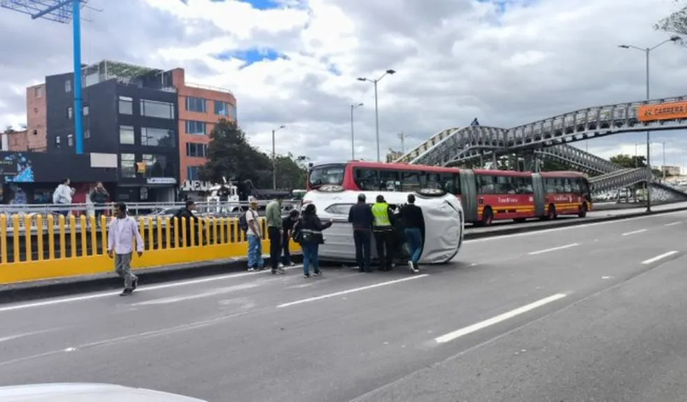 Barrios Unidos: congestión en la calle 80 por carro volcado 2 Barrios Unidos: congestión en la calle 80 por carro volcado A esta hora se presenta una gran congestión en la localidad de Barrios Unidos, a la altura de la avenida Calle 80 con carrera 63, debido al volcamiento de una camioneta que terminó contra las rejas de la estación de TransMilenio.