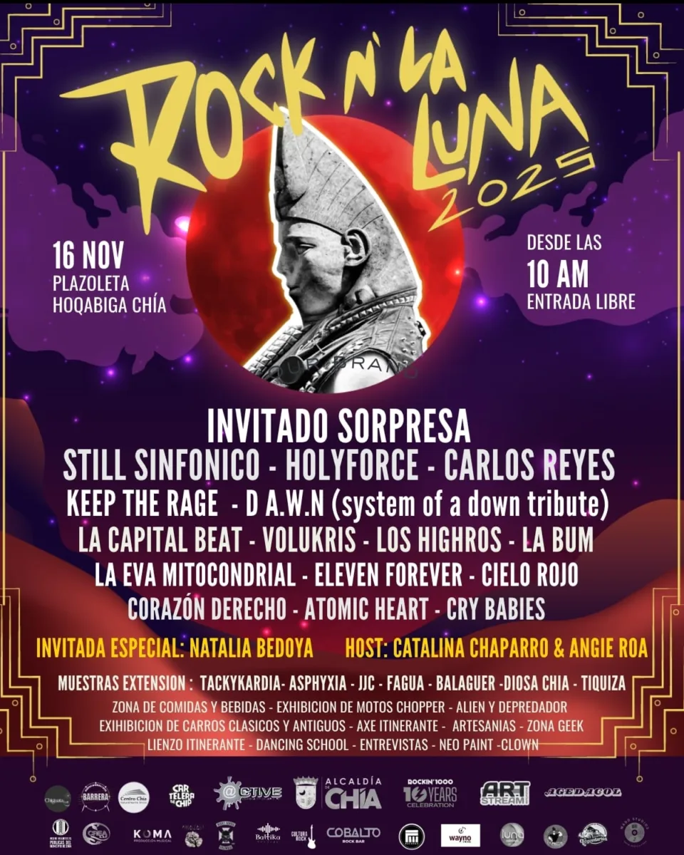 ¡Chía sonará fuerte! Llega la Primera Edición del Festival 'Rock N’ La Luna 2025' 1 ¡Chía sonará fuerte! Llega la Primera Edición del Festival 'Rock N’ La Luna 2025' ¡El rock se toma Chía! El municipio lanza la primera edición del festival Rock N’ La Luna 2025, un evento masivo y de entrada libre que reunirá el mejor talento nacional.