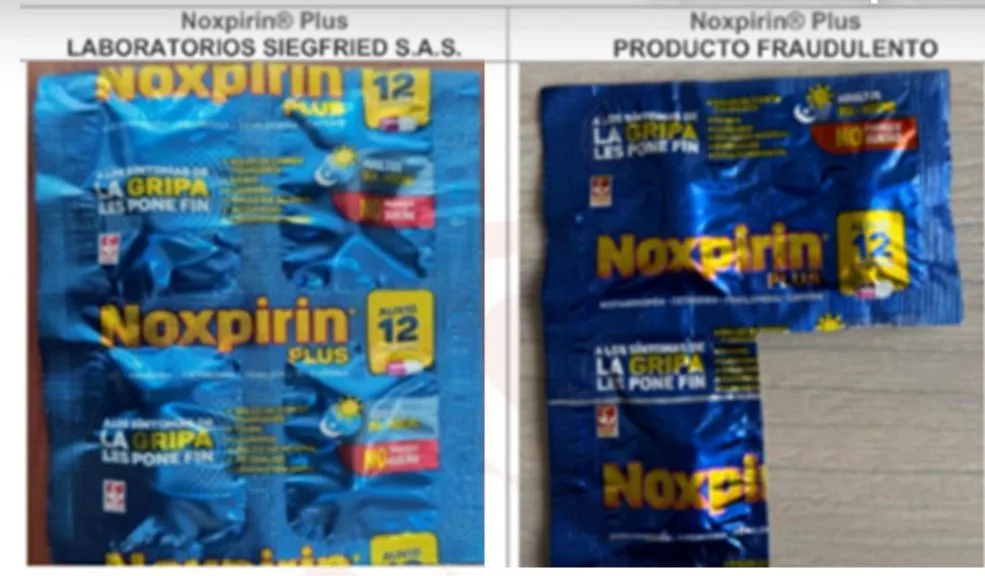 Póngase las pilas: lote falsificado de Noxpirin está circulando en el mercado El Instituto Nacional de Vigilancia de Medicamentos y Alimentos (Invima) encendió las alarmas tras detectar en el país la comercialización ilegal de un lote falsificado del medicamento Noxpirin Plus cápsula, el cual representa un riesgo para la salud.