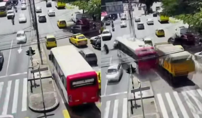 Video del momento exacto en el que una volqueta se queda sin frenos