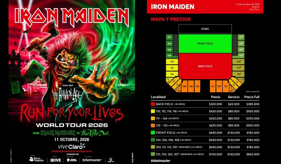 Anuncio de Iron Maiden en el Vive Claro desata críticas por precios e instalaciones La banda británica de heavy metal Iron Maiden anunció su regreso a Colombia y, aunque la noticia emociona a más de un fanático, en redes sociales no se hicieron esperar las inconformidades por el alto precio de las boletas, teniendo en cuenta que se presentará en el Vive Claro, un espacio que, según los usuarios, no es el mejor en cuanto a infraestructura.