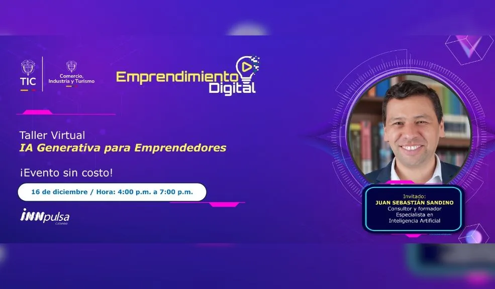 ¿No sabe cómo ingresar su negocio en la ola de la IA? Entienda cómo usarla gratis 2 ¿No sabe cómo ingresar su negocio en la ola de la IA? Entienda cómo usarla gratis Emprendedor, no se pierda el espacio virtual y gratuito que le permitirá ingresar en la ola de la Inteligencia Artificial (IA) para que sus productos y negocio se viralicen de una manera creativa y sin límites. La clase está programada para hoy a las 4:00 p. m.