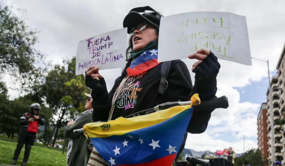 Protestas en contra del ataque de EE. UU. a Venezuela se desarrollan en Bogotá 