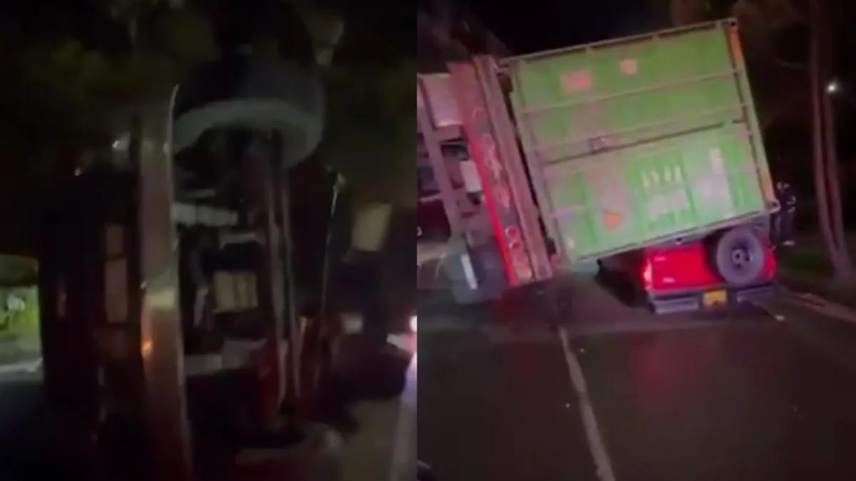Contenedor aplastó una camioneta en la Circunvalar 1 Contenedor aplastó una camioneta en la Circunvalar