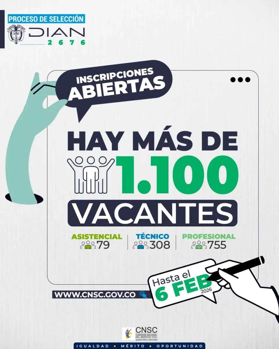 La DIAN abrió más de 1.100 vacantes en Colombia: así puede aplicar 1 DIAN