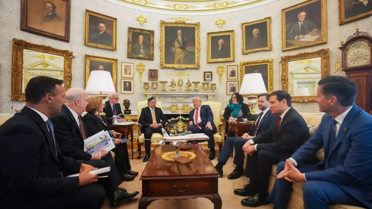 "Gustavo, un gran honor. Amor a Colombia": mensaje de Trump a Petro tras reunión 1 "Gustavo, un gran honor. Amor a Colombia": mensaje de Trump a Petro tras reunión Tras una reunión de casi dos horas en el despacho presidencial, el mandatario colombiano Gustavo Petro compartió sus primeras impresiones sobre el esperado encuentro con su homólogo estadounidense, Donald Trump.